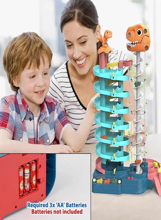 Onecado 7 Storey Track Parking Tower Cars Garage Playset Moving T-Rex Dinosaur with 7 Dino Cars for 3+ Ages - Image 2